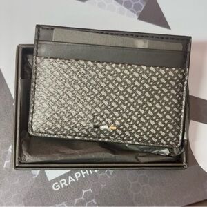BOSS Card Holder Geometric Pattern Black & Grey